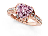 Rose gold Fancy Pink Heart  Cut Halo Diamond Ring with Channel Set Band and Four-Prong Setting_34
