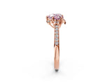 Rose gold Fancy Pink Heart  Cut Halo Diamond Ring with Channel Set Band and Four-Prong Setting_35