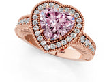 Rose gold Fancy Pink Heart  Cut Halo Diamond Ring with Pavé Band and Four-Prong Setting_50
