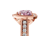 Rose gold Fancy Pink Heart  Cut Halo Diamond Ring with Pavé Band and Four-Prong Setting_54