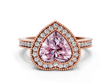 Rose gold Fancy Pink Heart  Cut Halo Diamond Ring with Pavé Band and Milgrain Prong Setting_32