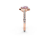 Rose gold Fancy Pink Heart Cut Halo Diamond Ring with Pavé Band and Three-Prong Setting_2