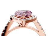 Rose gold Fancy Pink Heart Cut Halo Diamond Ring with Pavé Band and Three-Prong Setting_4