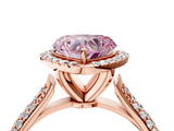 Rose gold Fancy Pink Heart Cut Halo Diamond Ring with Pavé Band_4
