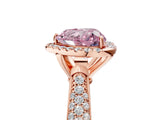 Rose gold Fancy Pink Heart Cut Halo Diamond Ring with Pavé Band_5