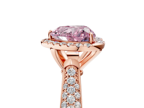 Rose gold Fancy Pink Heart Cut Halo Diamond Ring with Pavé Band_5