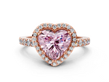 Rose gold Fancy Pink Heart  Cut Halo Diamond Ring with Pave Band and Four-Prong Setting_23