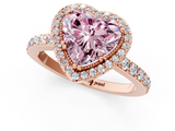Rose gold Fancy Pink Heart  Cut Halo Diamond Ring with Pave Band and Four-Prong Setting_24