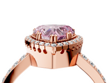 Rose gold Fancy Pink Heart  Cut Halo Diamond Ring with Pave Band and Four-Prong Setting_27