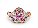 Rose gold Fancy Pink Heart  Cut Halo Diamond Ring with Scrollwork Band and Four-Prong Setting_101