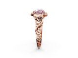 Rose gold Fancy Pink Heart  Cut Halo Diamond Ring with Scrollwork Band and Four-Prong Setting_103