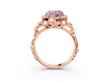 Rose gold Fancy Pink Heart  Cut Halo Diamond Ring with Scrollwork Band and Four-Prong Setting_104
