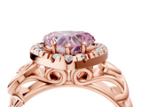 Rose gold Fancy Pink Heart  Cut Halo Diamond Ring with Scrollwork Band and Four-Prong Setting_105