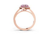 Rose gold Fancy Pink Heart Cut Halo Diamond Ring with Solitaire Band and Prong Setting_3