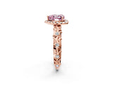 Rose gold Fancy Pink Heart Cut Halo Diamond Solitaire with Filigree Band and Four-Prong Setting_2