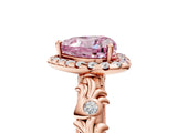 Rose gold Fancy Pink Heart Cut Halo Diamond Solitaire with Filigree Band and Four-Prong Setting_5