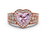 Rose gold Fancy Pink Heart Cut Halo Diamond Split Shank Ring with Prong Setting_12