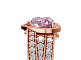 Rose gold Fancy Pink Heart Cut Halo Diamond Split Shank Ring with Prong Setting_17