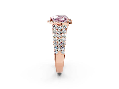 Rose gold Fancy Pink Heart Cut Halo Pavé Diamond Engagement Ring with Split Shank and Four-Prong Setting_5