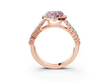 Rose gold Fancy Pink Heart Cut Halo Pavé Diamond Engagement Ring with Split Shank and Four-Prong Setting_6