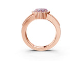 Rose gold Fancy Pink Heart  Cut Halo Pave Band Four-Prong Ring_52