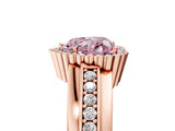 Rose gold Fancy Pink Heart  Cut Halo Pave Band Four-Prong Ring_54