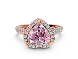 Rose gold Fancy Pink Heart  Cut Halo Pave Band Four-Prong Setting Ring_20