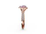 Rose gold Fancy Pink Heart  Cut Halo Pave Band Four-Prong Setting Ring_22