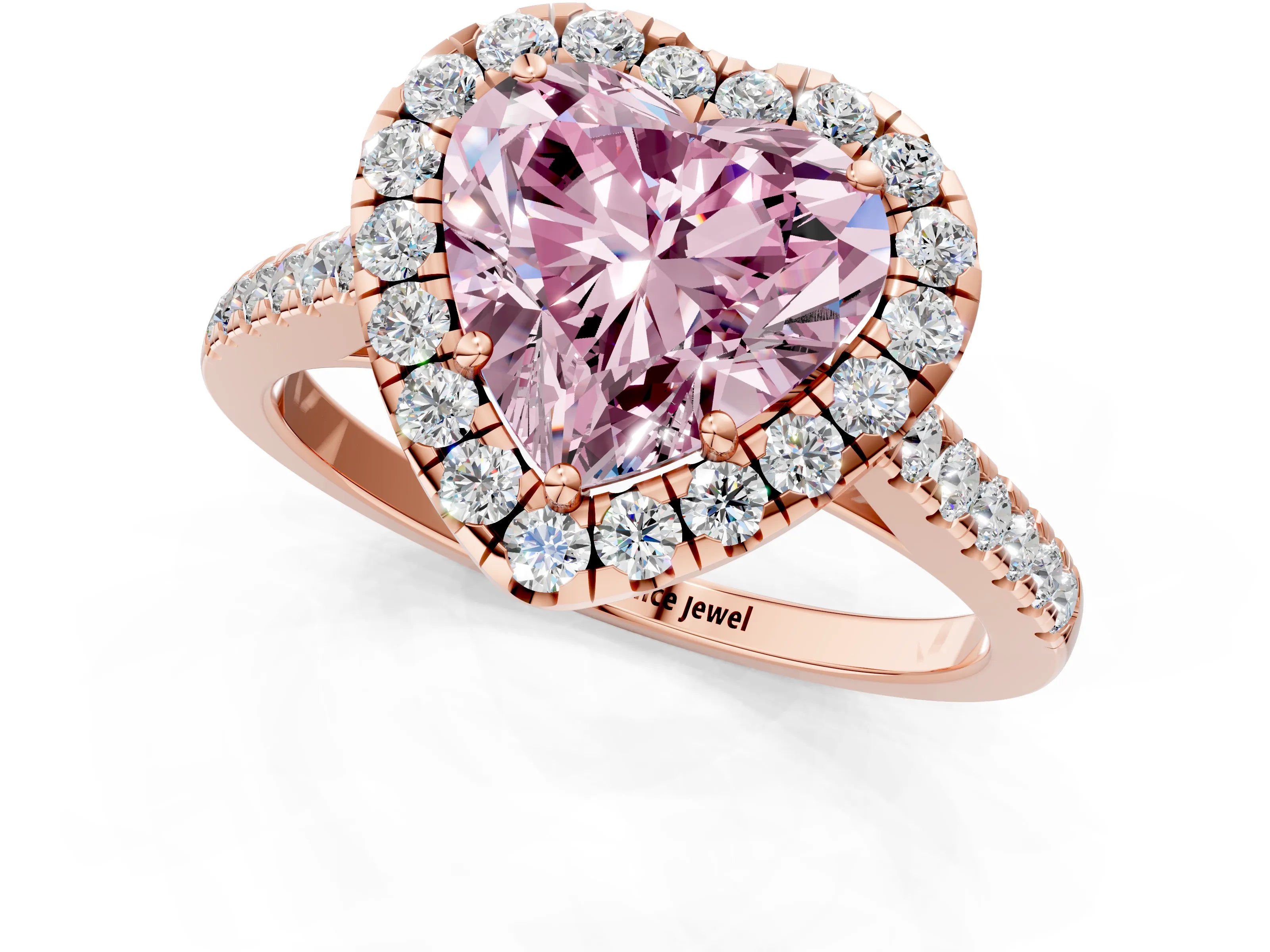 Rose gold Fancy Pink Heart Cut Halo Pave Diamond Engagement Ring with Four-Prong Setting_1