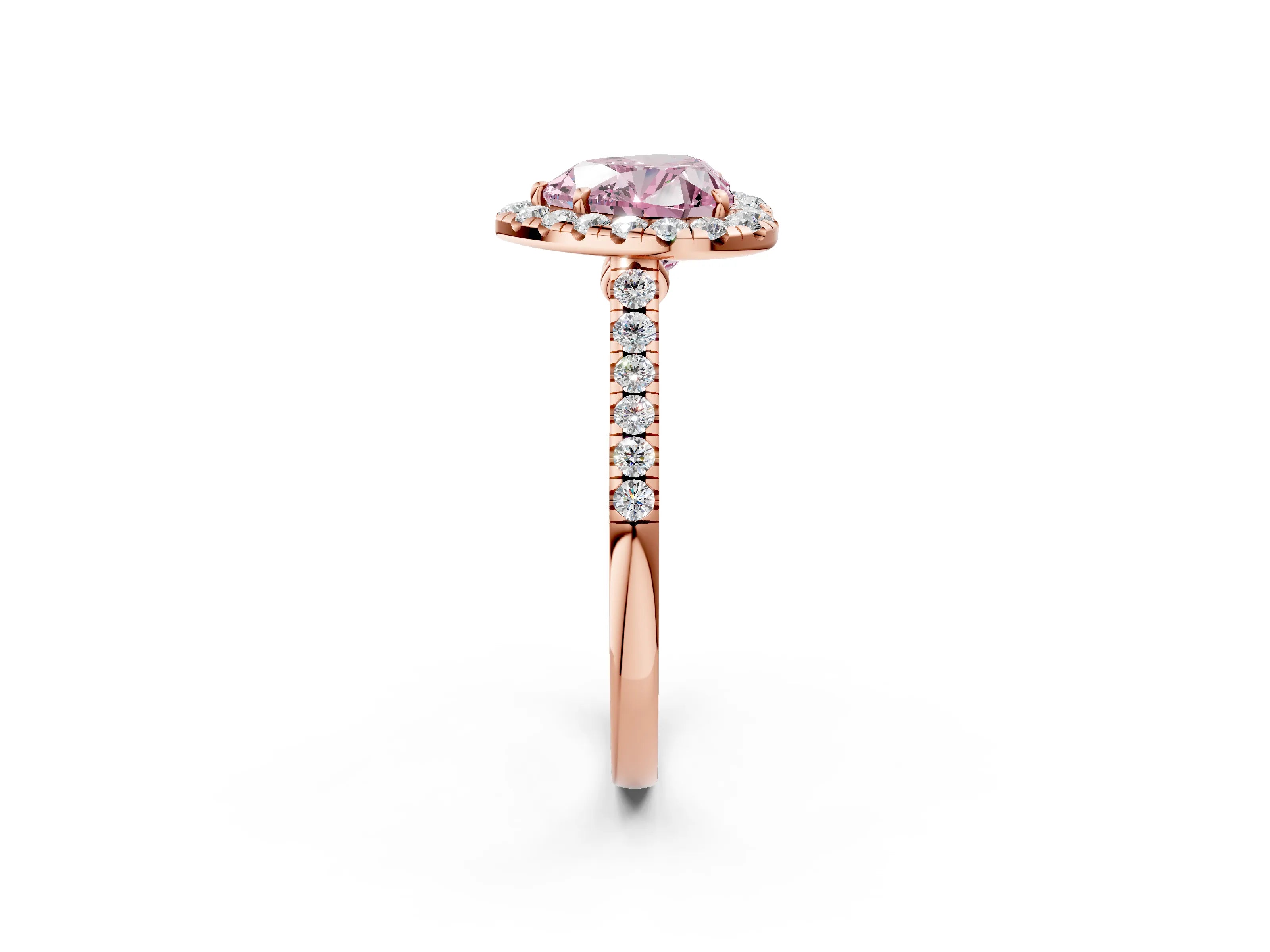 Rose gold Fancy Pink Heart Cut Halo Pave Diamond Engagement Ring with Four-Prong Setting_2