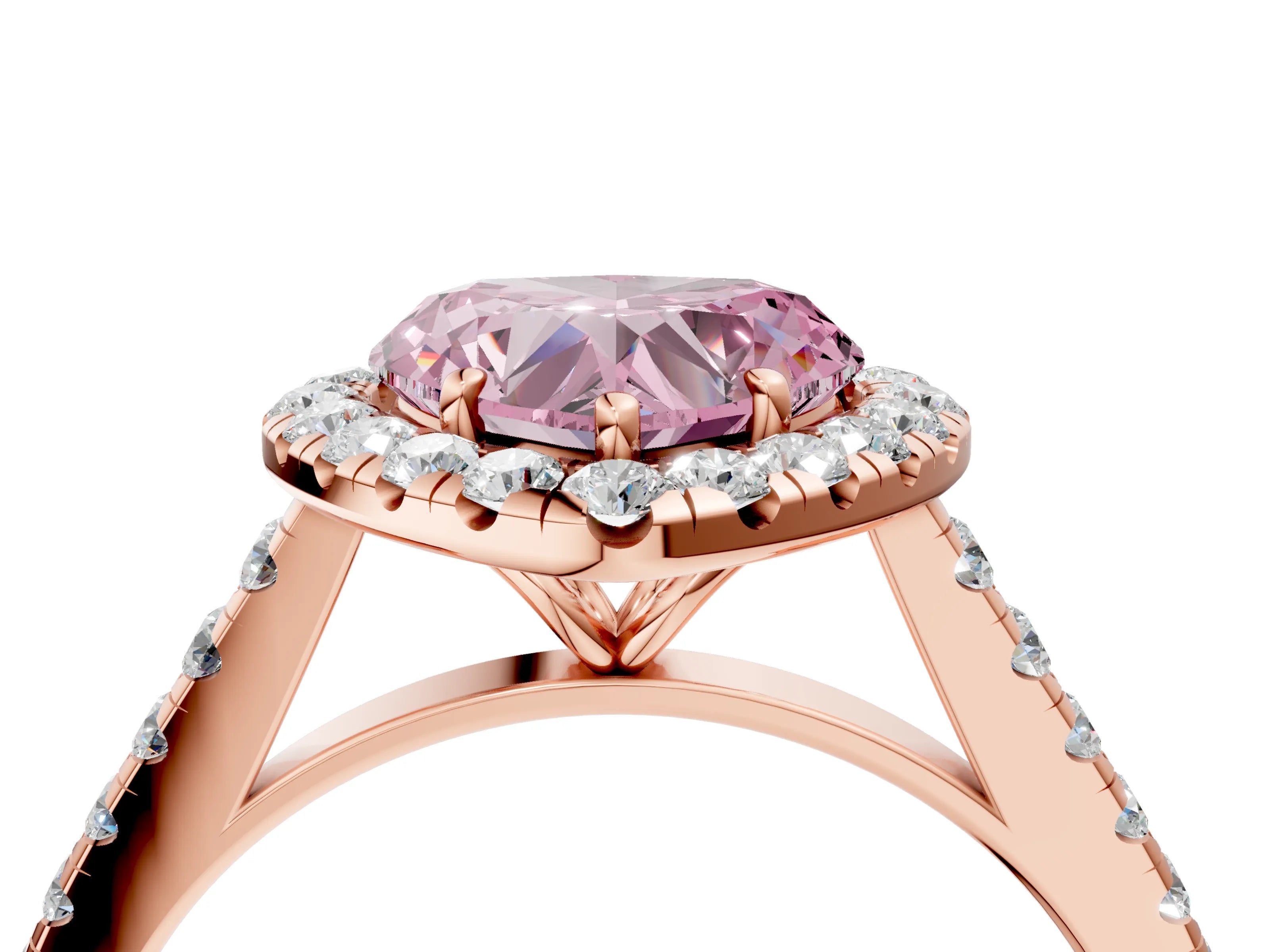 Rose gold Fancy Pink Heart Cut Halo Pave Diamond Engagement Ring with Four-Prong Setting_4
