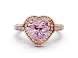 Rose gold Fancy Pink Heart  Cut Halo Pave Split Shank Prong Setting Ring_32