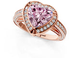 Rose gold Fancy Pink Heart  Cut Halo Pave Split Shank Prong Setting Ring_33