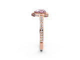 Rose gold Fancy Pink Heart  Cut Halo Pave Split Shank Prong Setting Ring_34