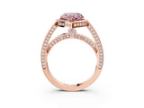 Rose gold Fancy Pink Heart  Cut Halo Pave Split Shank Prong Setting Ring_35