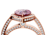 Rose gold Fancy Pink Heart  Cut Halo Pave Split Shank Prong Setting Ring_36