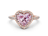 Rose gold Fancy Pink Heart Cut Halo Round Diamond Pavé Band with Four-Prong Setting_3