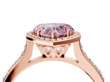 Rose gold Fancy Pink Heart Cut Halo Round Diamond Pavé Band with Four-Prong Setting_7