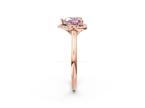 Rose gold Fancy Pink Heart Cut Halo Round Diamond Solitaire Engagement Ring with Pave Band and Four-Prong Setting_14