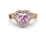 Rose gold Fancy Pink Heart Cut Halo Round Diamond Twist Band with Four-Prong Setting