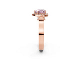 Rose gold Fancy Pink Heart Cut Halo Round Diamond Twist Band with Four-Prong Setting_2