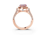 Rose gold Fancy Pink Heart Cut Halo Round Diamond Twist Band with Four-Prong Setting_3