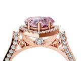 Rose gold Fancy Pink Heart Cut Halo Round Diamond Twist Band with Four-Prong Setting_4