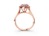 Rose gold Fancy Pink Heart  Cut Halo Solitaire Engagement Ring with Square Band and Four-Prong Setting_153