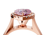 Rose gold Fancy Pink Heart  Cut Halo Solitaire Engagement Ring with Square Band and Four-Prong Setting_154