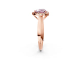 Rose gold Fancy Pink Heart  Cut Halo Solitaire Engagement Ring with Square Band and Four-Prong Setting_68