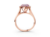 Rose gold Fancy Pink Heart  Cut Halo Solitaire Engagement Ring with Square Band and Four-Prong Setting_69