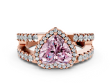 Rose gold Fancy Pink Heart  Cut Halo Split Shank Diamond Ring with Four-Prong Setting_45
