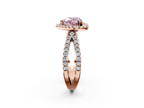 Rose gold Fancy Pink Heart  Cut Halo Split Shank Pave Set Ring_64