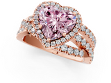 Rose gold Fancy Pink Heart  Cut Halo Split Shank Prong Setting Ring_62